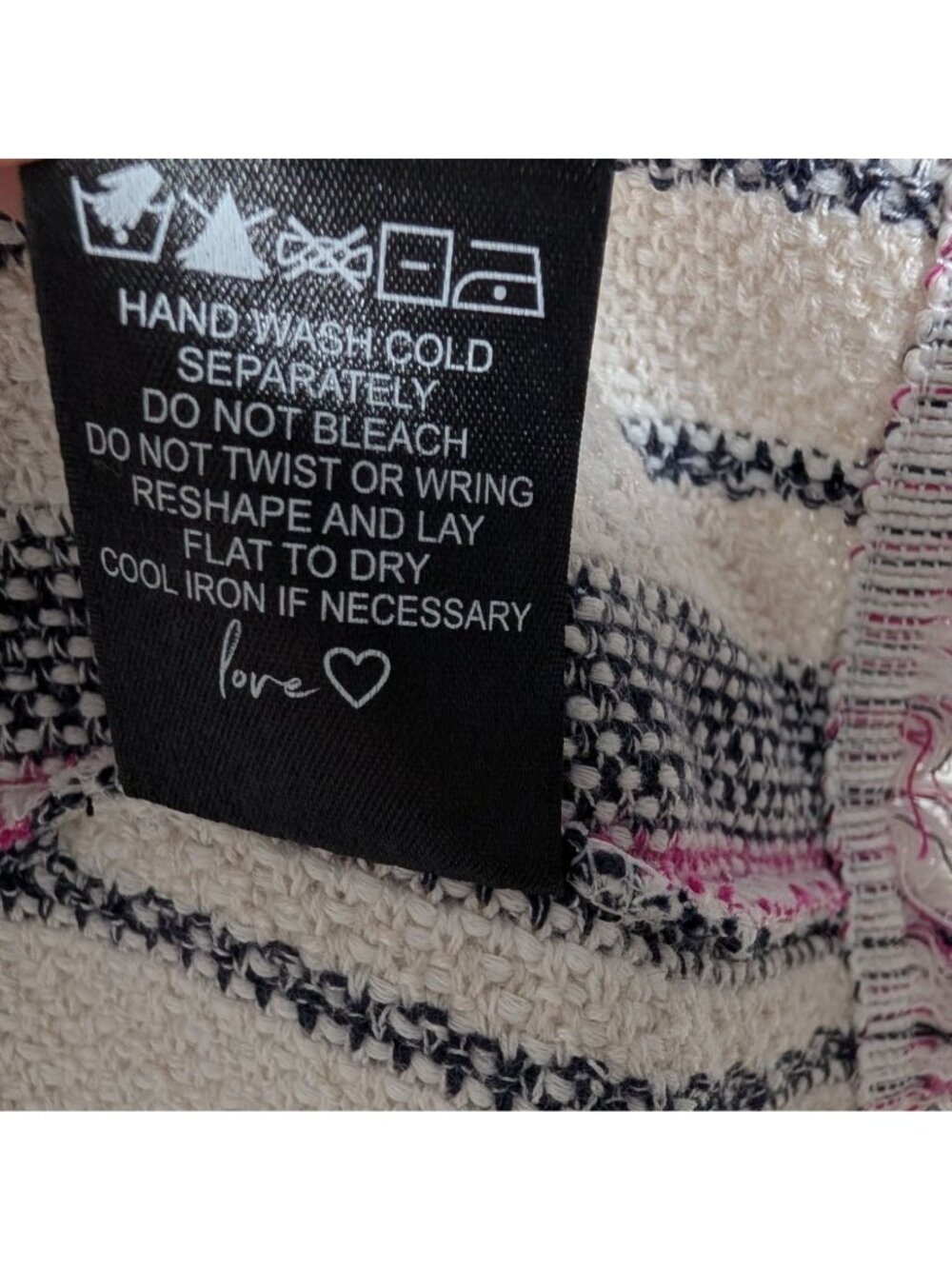 NIC+ZOE Voyage Textured Fringe Tweed Jacket Pink & Blue Striped Size L - Picture 11 of 14